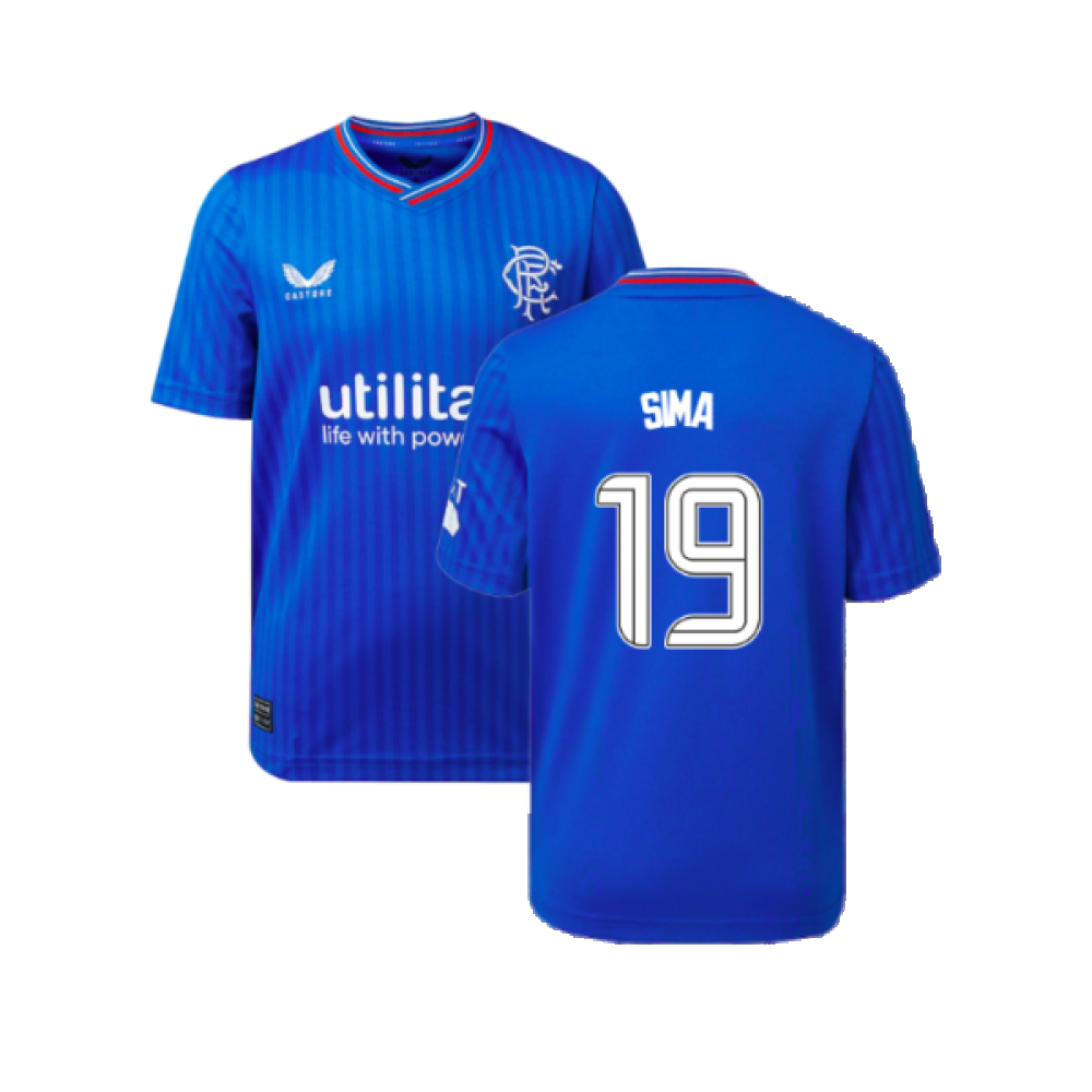 '23-'24 Rangers Home Shirt (Kids) (Sima 19) Polyester Made By: Castore Unisex Kids Blue Extra Large