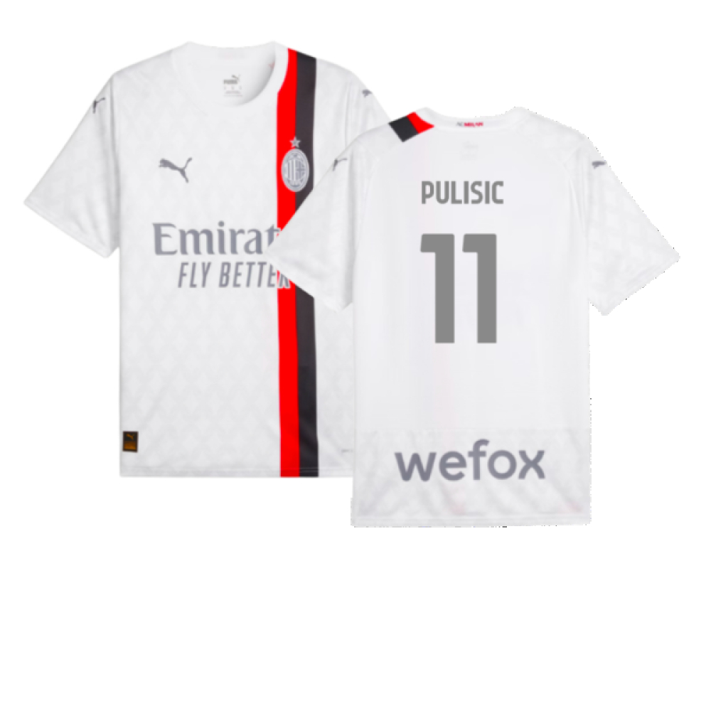 '23-'24 Ac Milan Away Shirt (Pulisic 11) Polyester Made By: Puma Men's White Extra Large