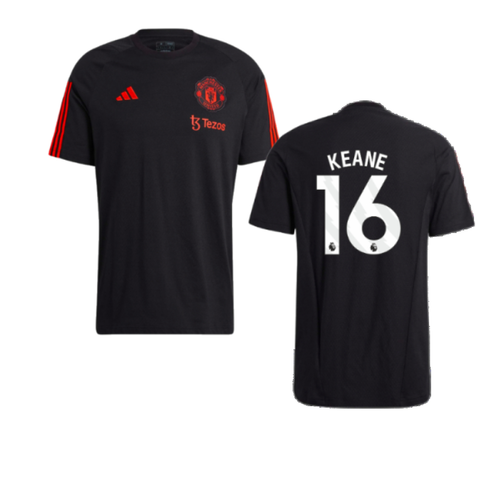 '23-'24 Man Utd Training Tee (Black) (Keane 16) Polyester Manchester United Made By: Adidas Men's Black Small