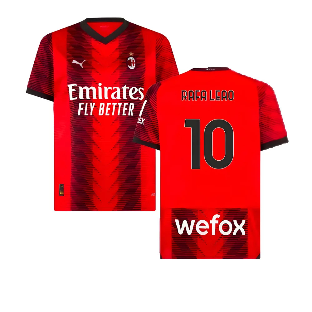 '23-'24 Ac Milan Home Shirt (Rafa Leao 10) Polyester Made By: Puma Men's Red Xxl