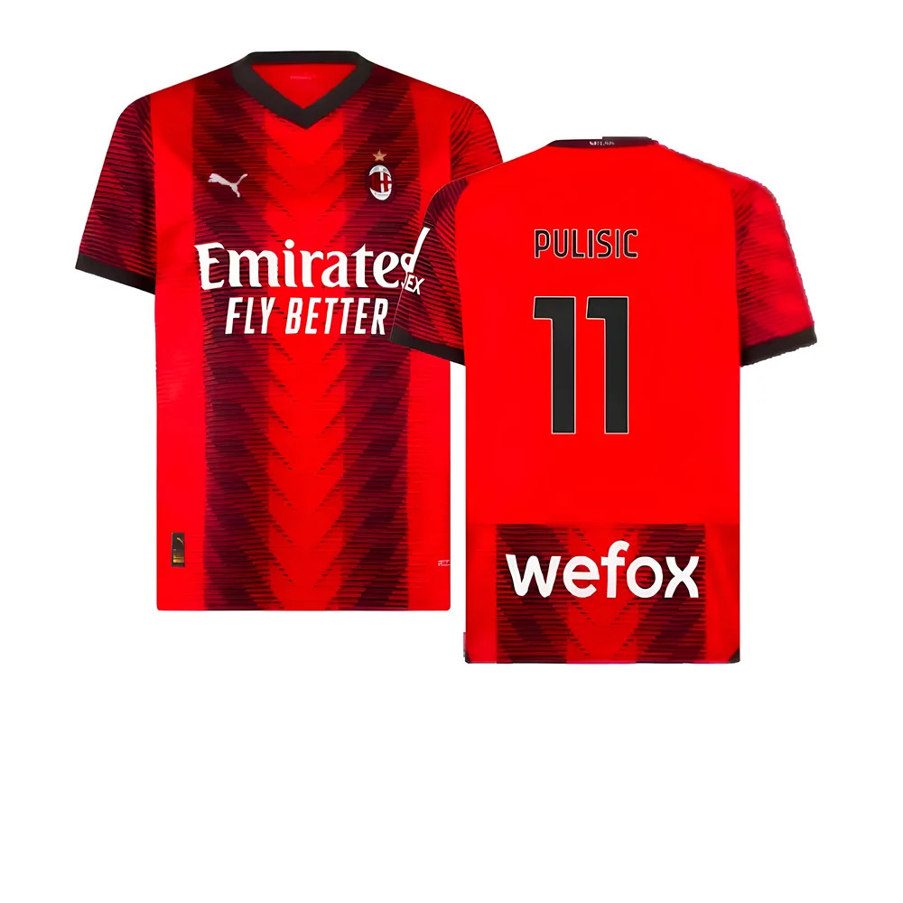 '23-'24 Ac Milan Home Shirt (Pulisic 11) Polyester Made By: Puma Men's Red Large