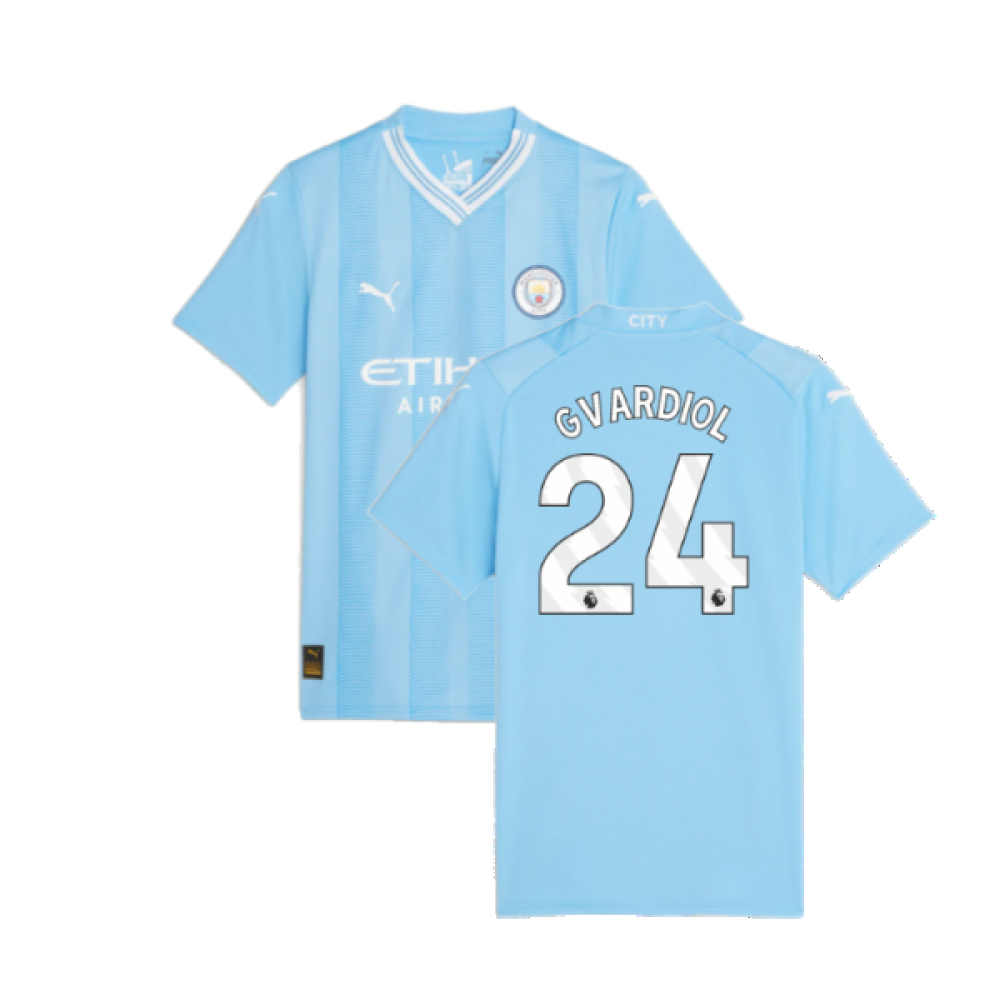 '23-'24 Man City Home Shirt () (Gvardiol 24) Polyester Manchester City Made By: Puma Women's Blue Small