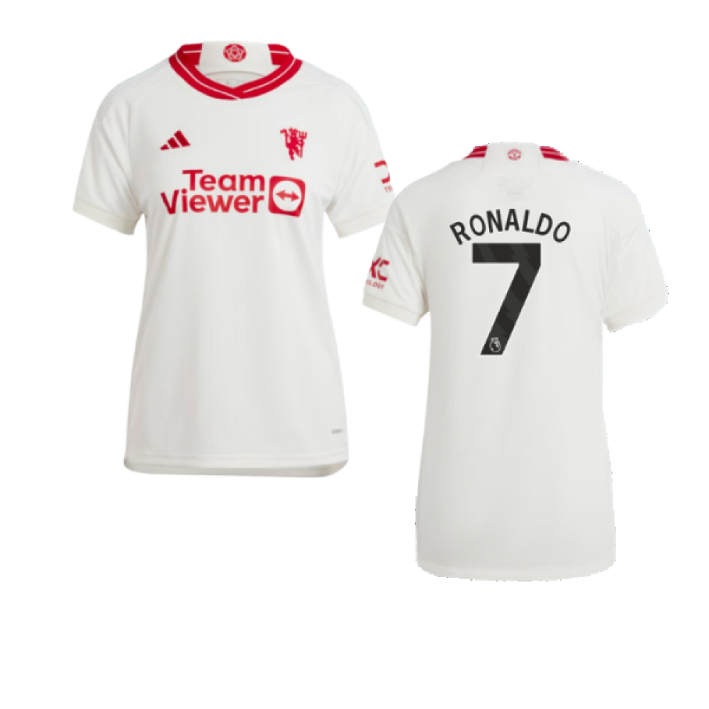 '23-'24 Man Utd Third Shirt () (Ronaldo 7) Polyester Manchester United Made By: Adidas Women's White Extra Small