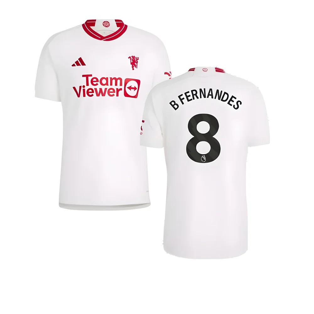 '23-'24 Man Utd Third Shirt (B Fernandes 8) Polyester Manchester United Made By: Adidas Men's White Small