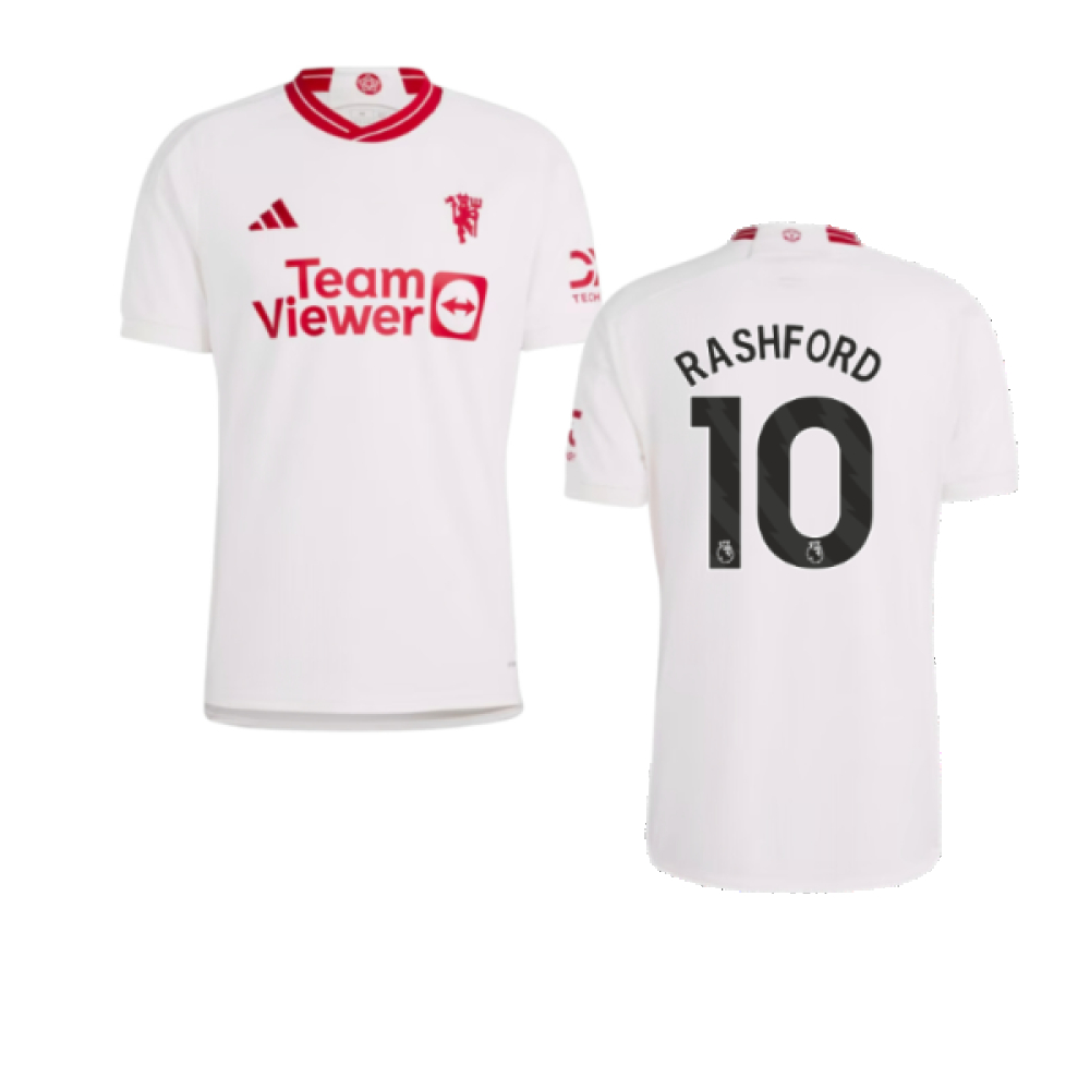 '23-'24 Man Utd Third Shirt (Rashford 10) Polyester Manchester United Made By: Adidas Men's White 3XL