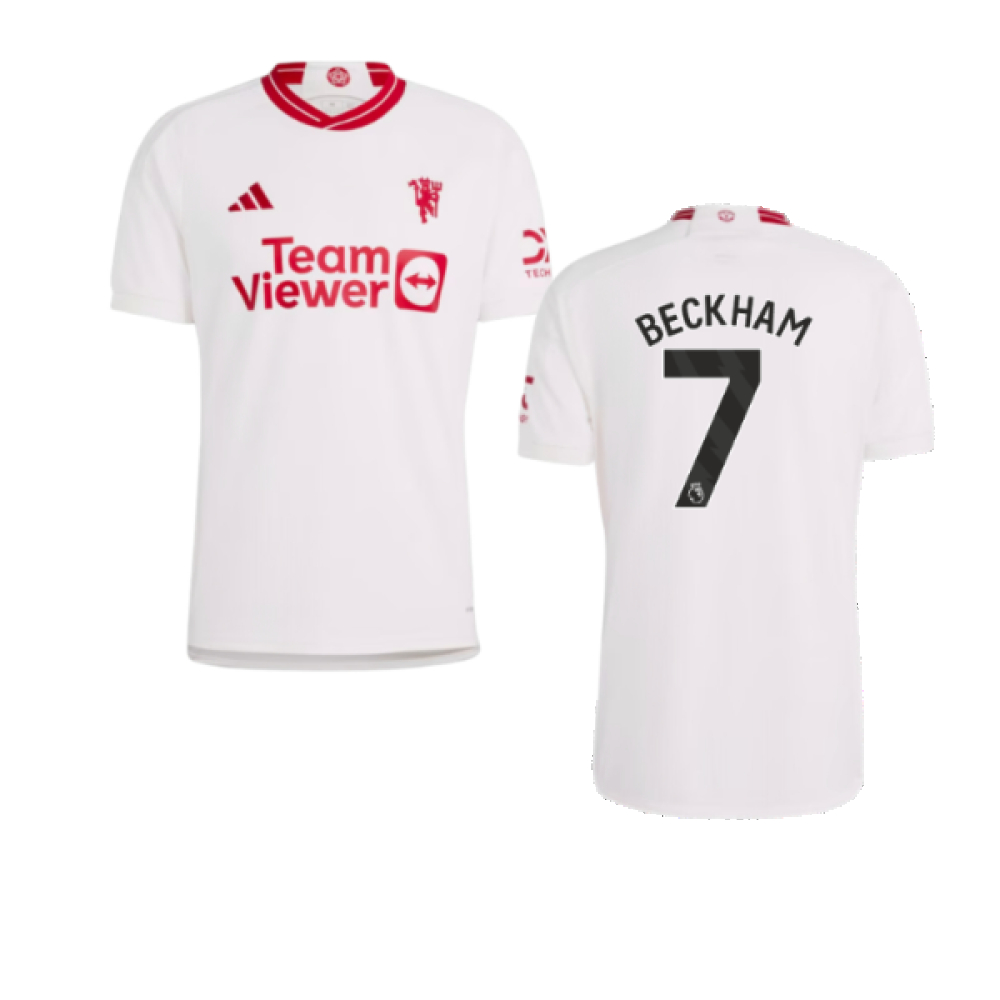 '23-'24 Man Utd Third Shirt (Beckham 7) Polyester Manchester United Made By: Adidas Men's White 3XL