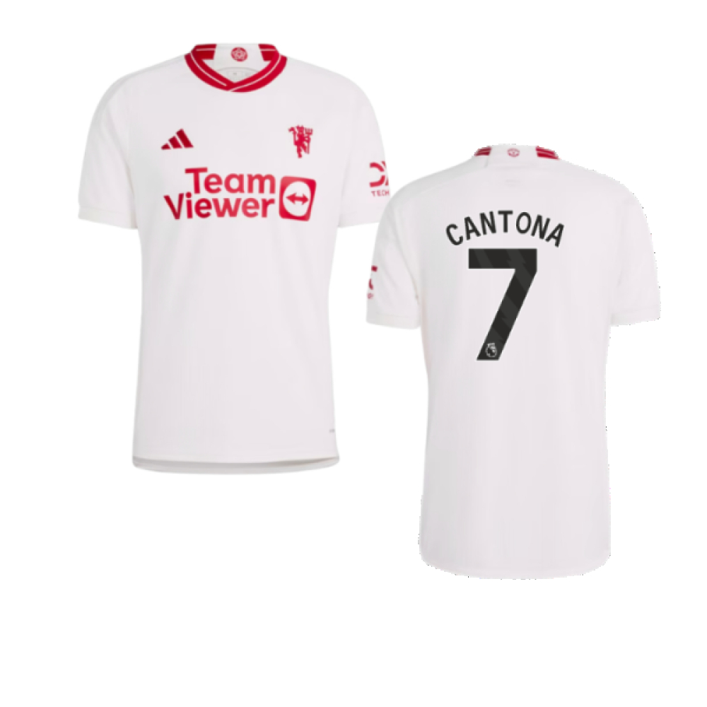 '23-'24 Man Utd Third Shirt (Cantona 7) Polyester Manchester United Made By: Adidas Men's White 3XL