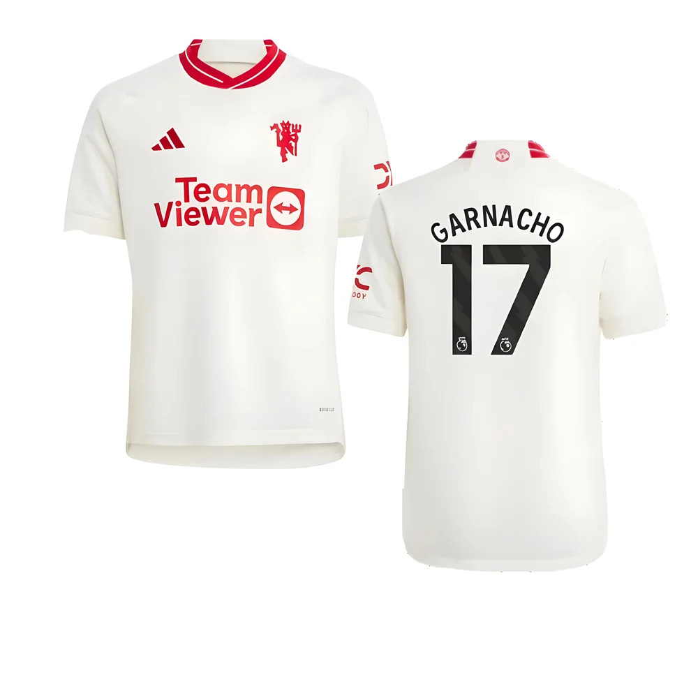 '23-'24 Man Utd Third Shirt (Kids) (Garnacho 17) 7-8 Polyester Manchester United Made By: Adidas Unisex Kids White Size 11-12