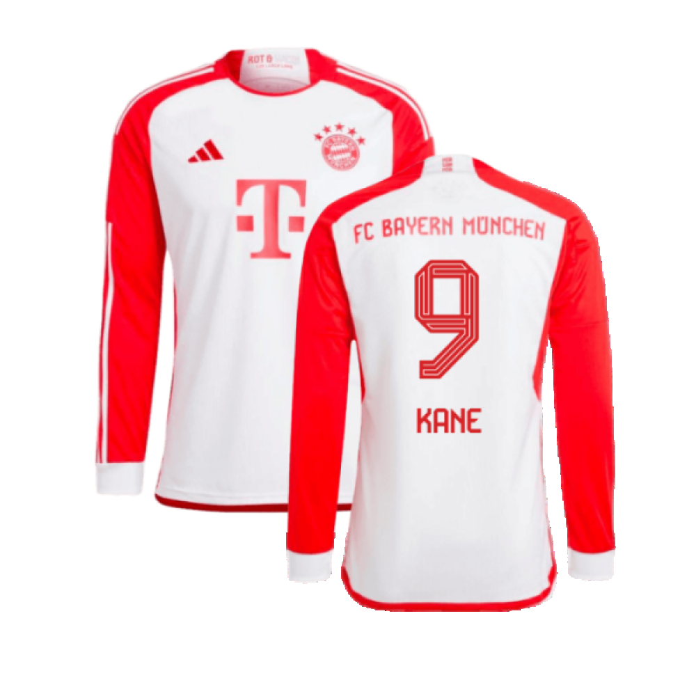 '23-'24 Bayern Munich Long Sleeve Home Shirt (Kane 9) Polyester Made By: Adidas Men's White 3XL