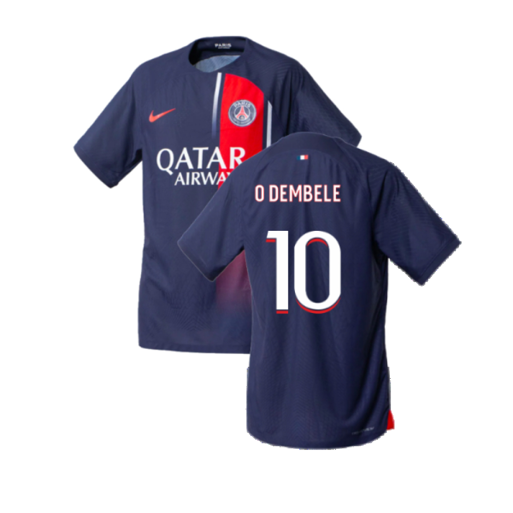 '23-'24 Psg Home Match Authentic Shirt (O Dembele 10) Polyester Made By: Nike Men's Navy Large