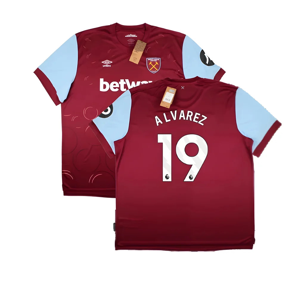 '23-'24 West Ham United Home Shirt (Alvarez 19) Polyester Edson Alvarez Made By: Umbro Men's Claret Medium