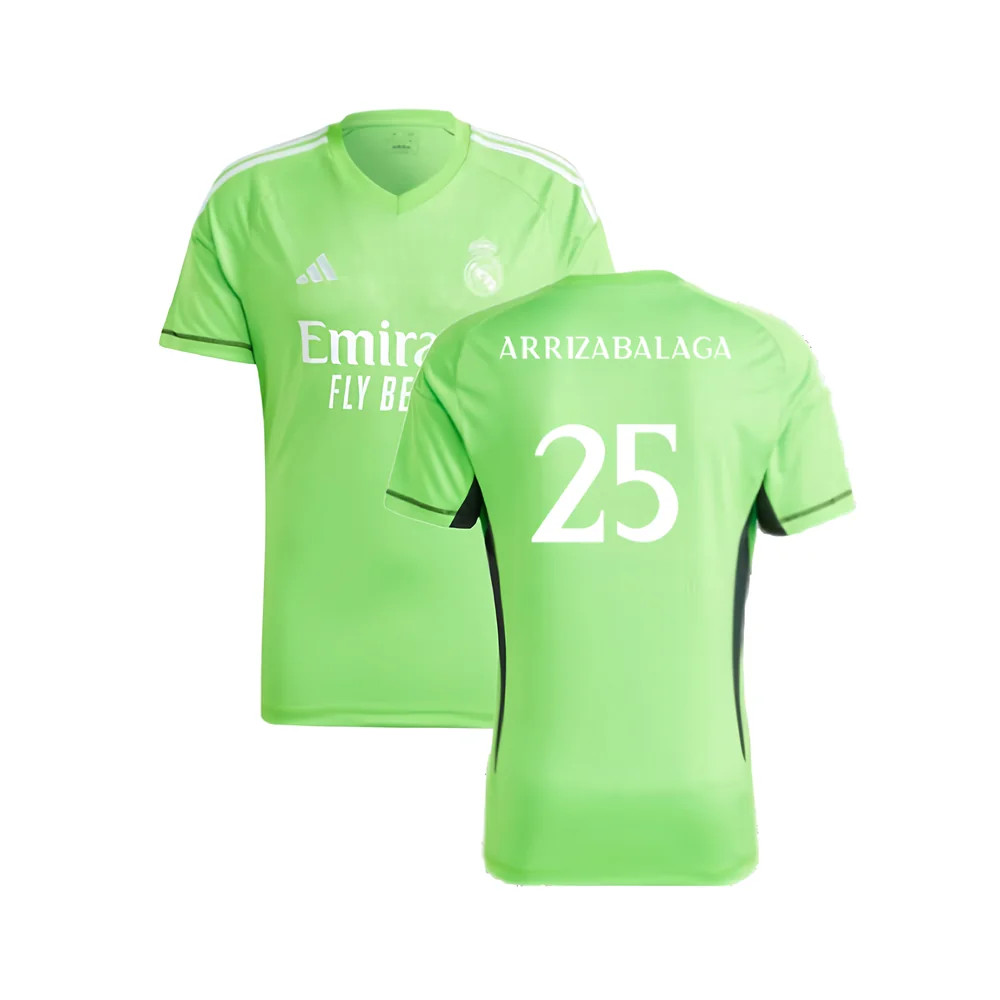 '23-'24 Real Madrid Home Goalkeeper Shirt (Solar ) (Arrizabalaga 25) Polyester Made By: Adidas Men's Green Xxl