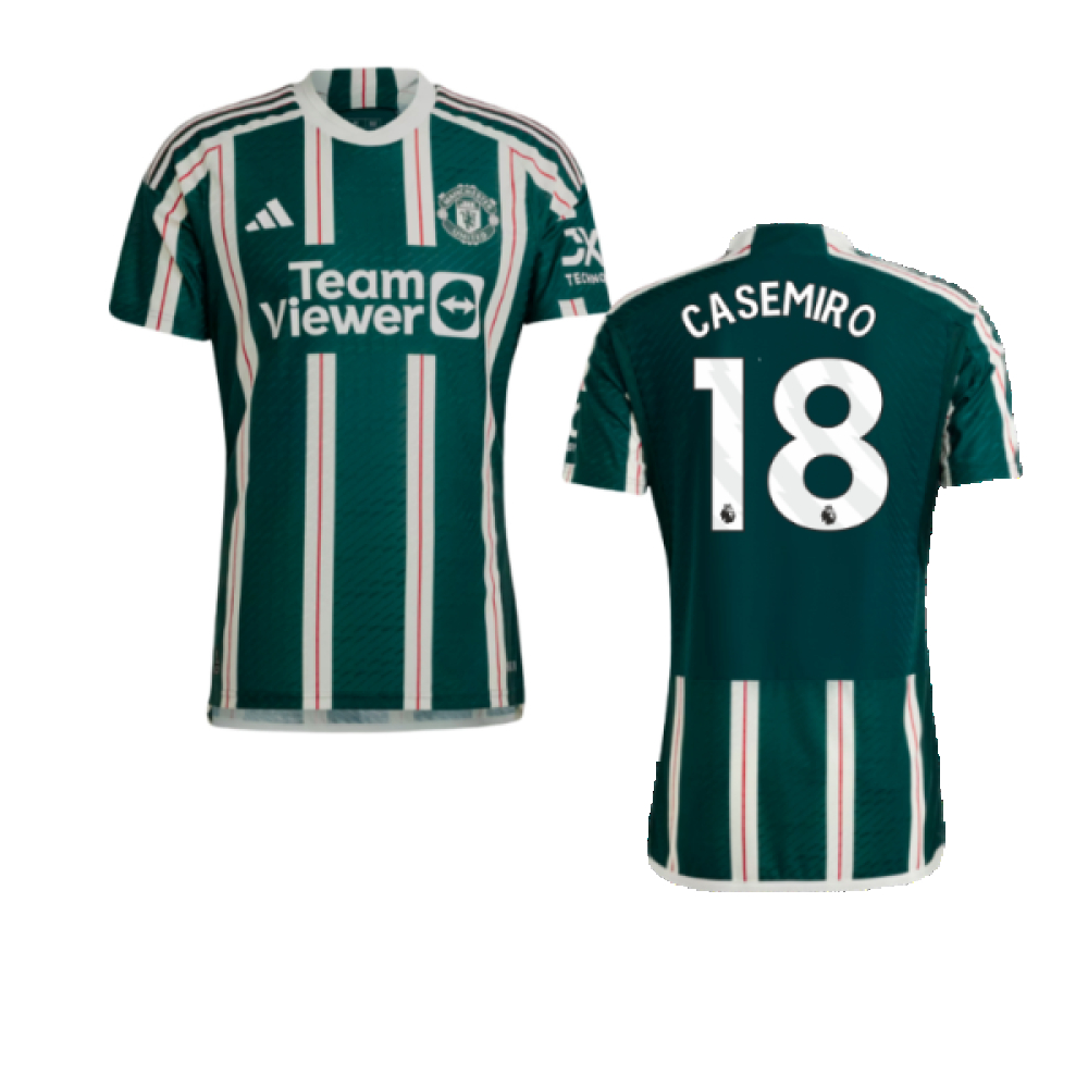 '23-'24 Man Utd Authentic Away Shirt (Casemiro 18) Polyester Manchester United Made By: Adidas Men's Green Extra Small