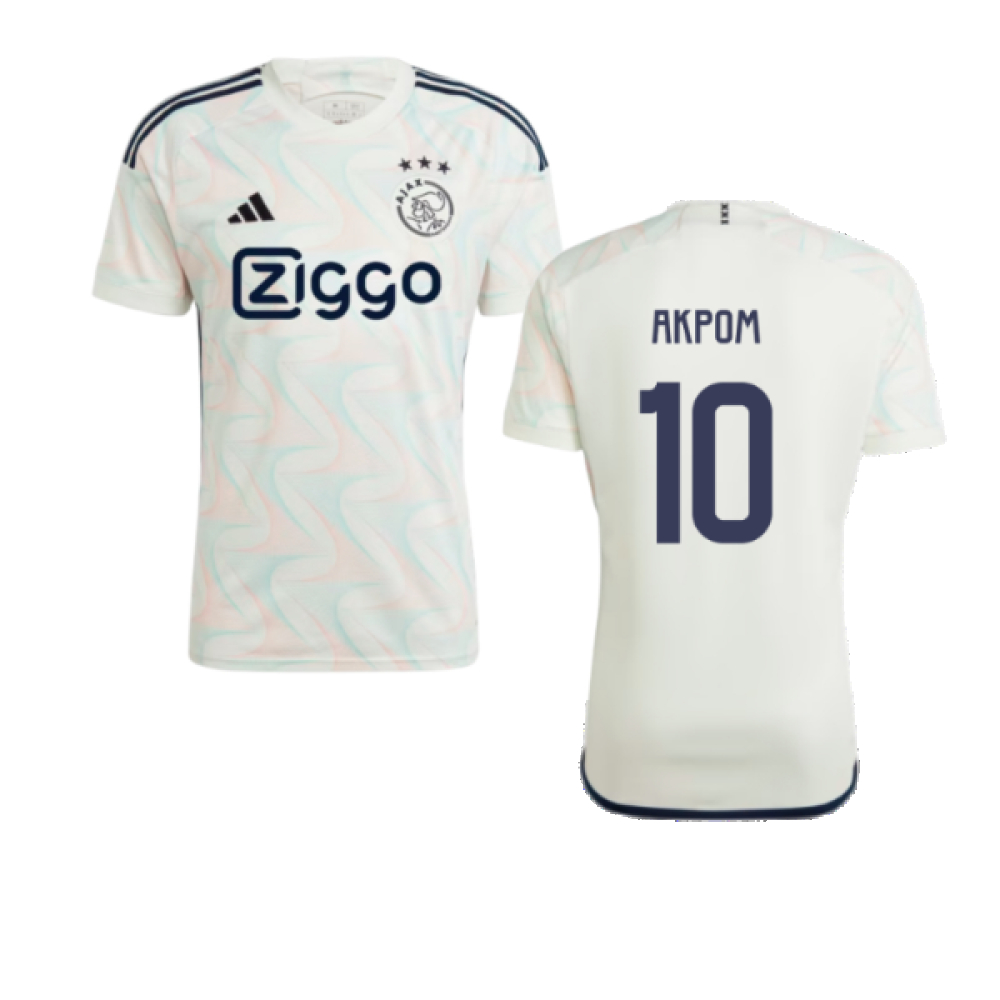 '23-'24 Ajax Away Shirt (Akpom 10) Polyester Made By: Adidas Men's White 3XL