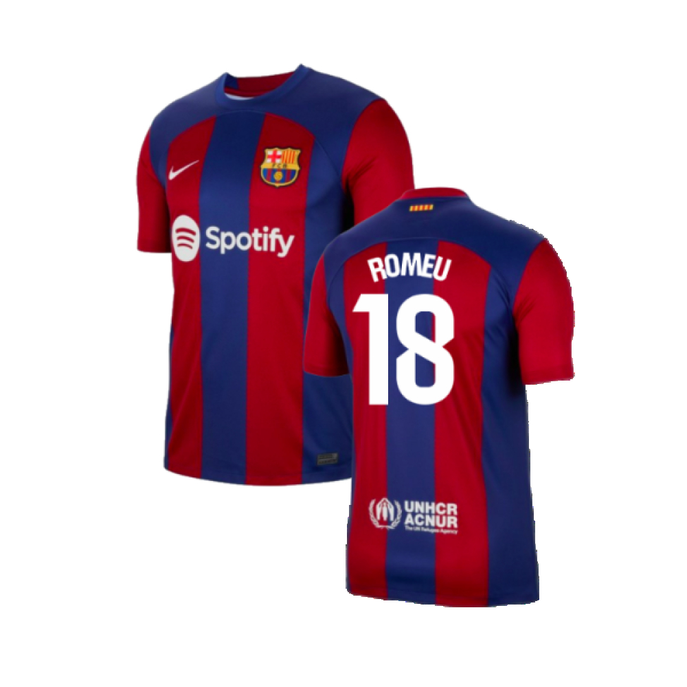 '23-'24 Barcelona Home Shirt (Romeu 18) Polyester Made By: Nike Men's Red Xxl