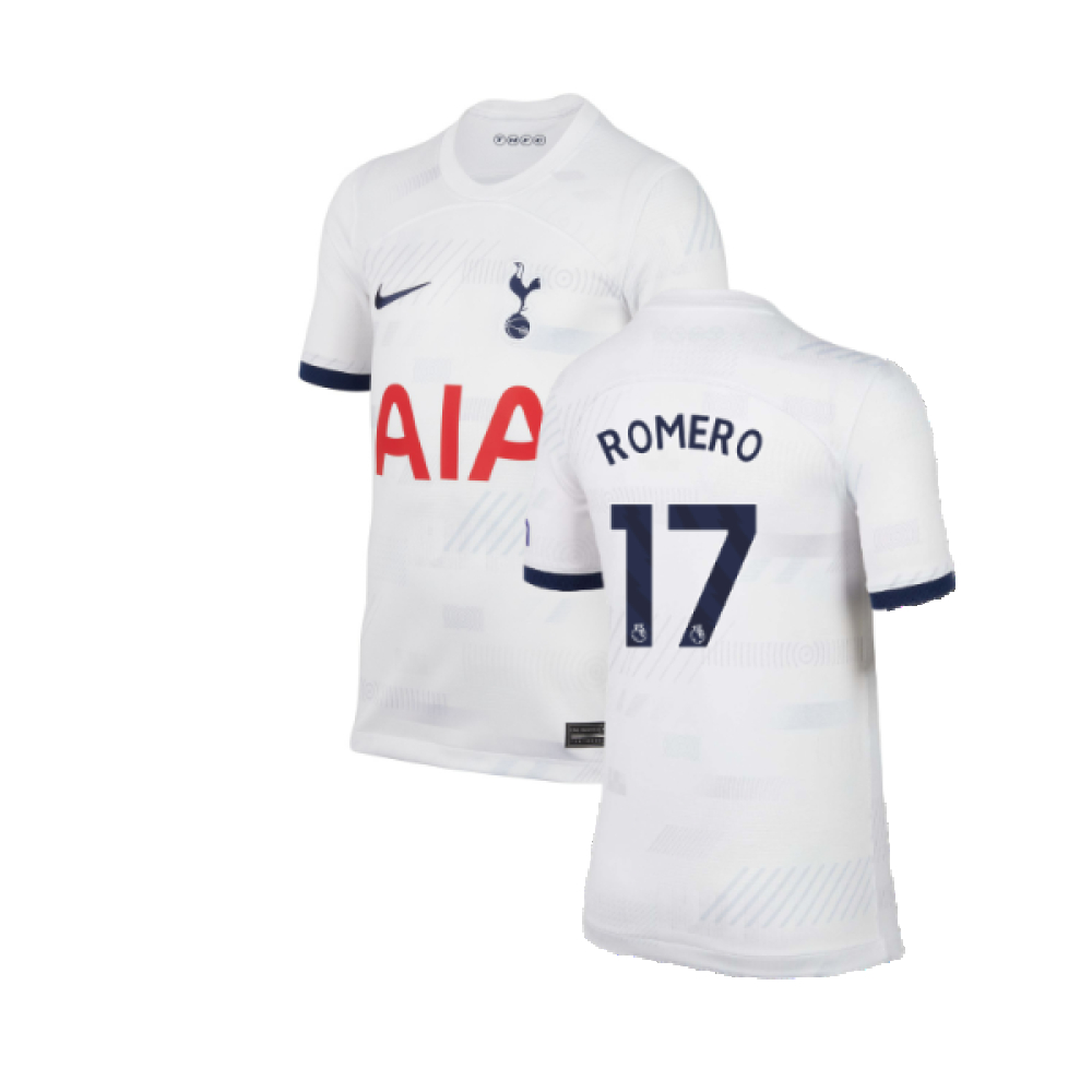 '23-'24 Tottenham Home Shirt (Kids) (Romero 17) Polyester Made By: Nike Unisex Kids White Medium