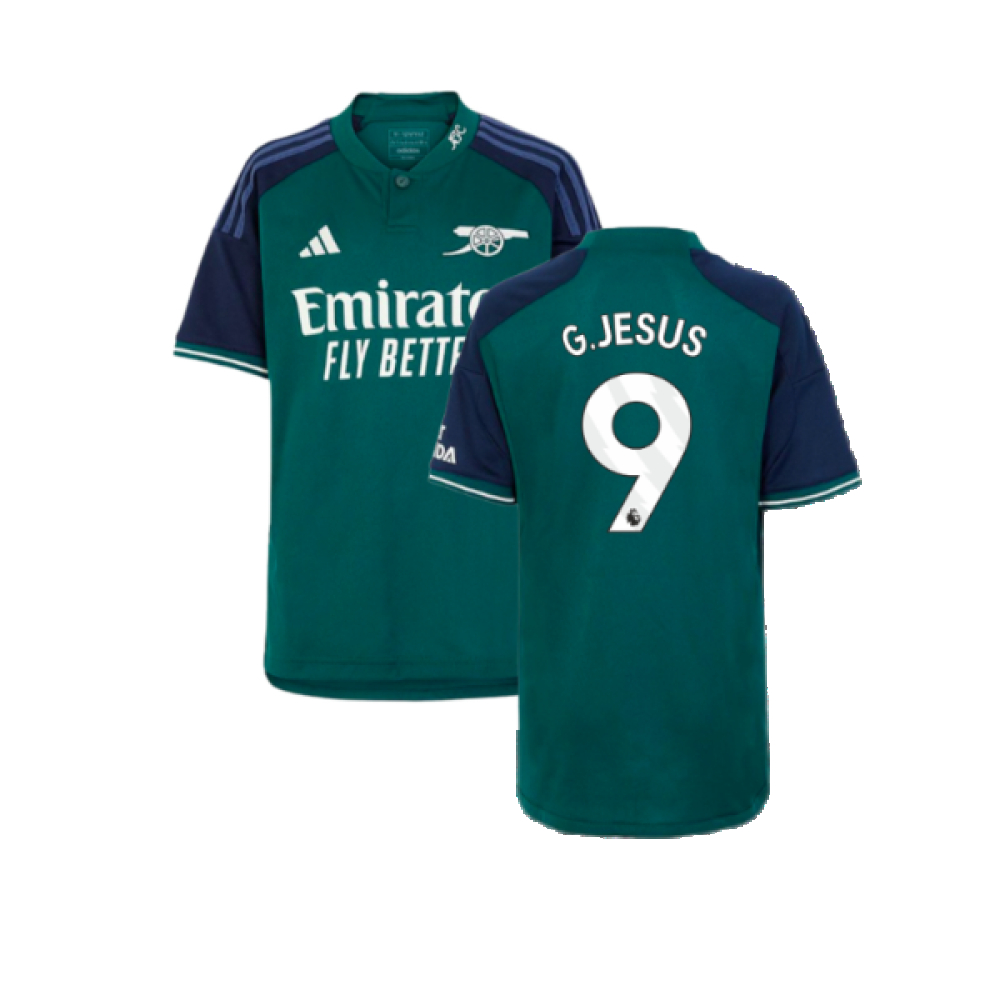 '23-'24 Arsenal Third Shirt (Kids) (G.jesus 9) Polyester Made By: Adidas Unisex Kids Green Size 7-8