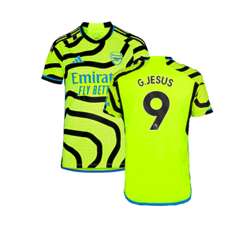'23-'24 Arsenal Away Shirt (Kids) (G.jesus 9) Polyester Made By: Adidas Unisex Kids Yellow Size 15-16