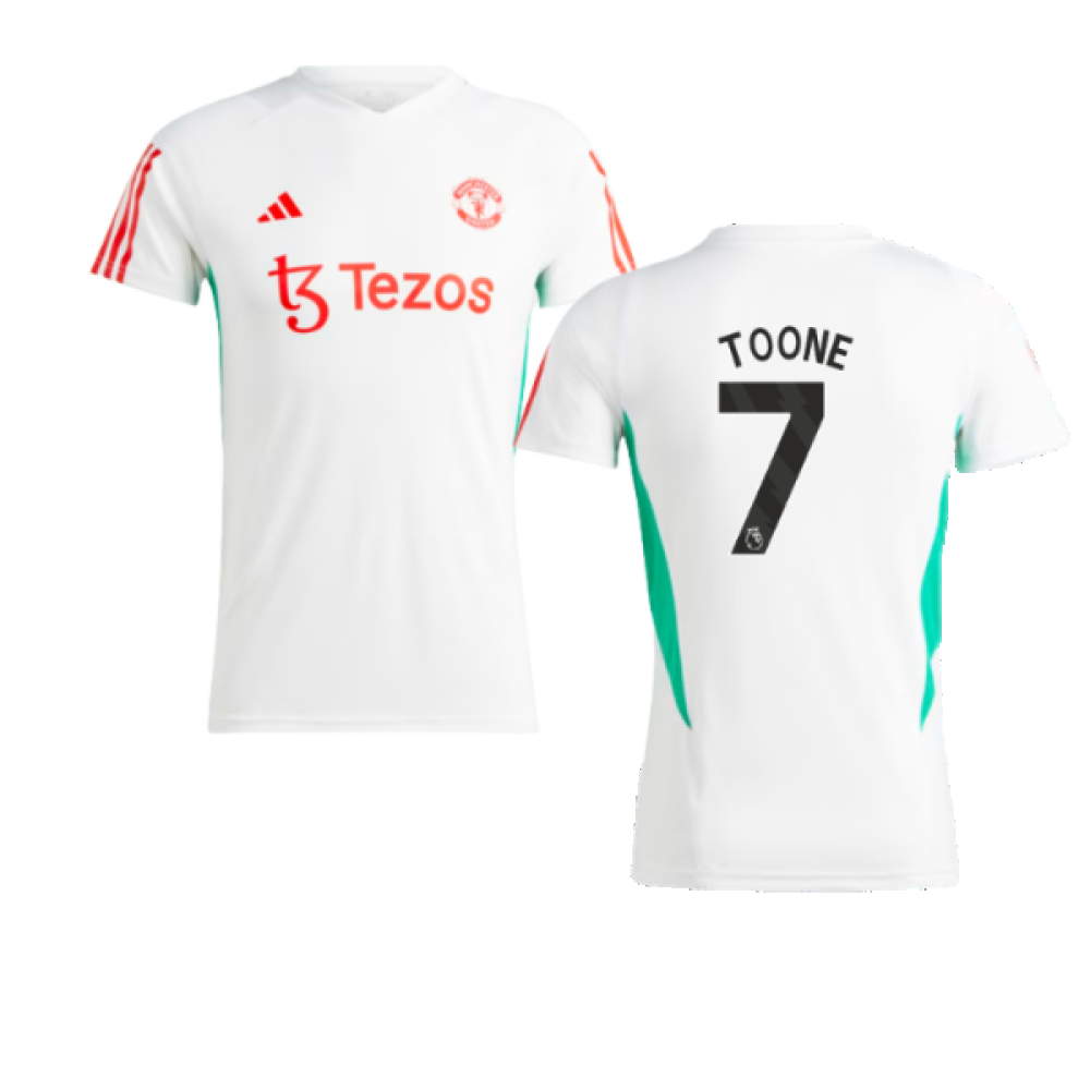 '23-'24 Man Utd Training Jersey (White) - (Toone 7) Polyester Manchester United Made By: Adidas Women's White Small
