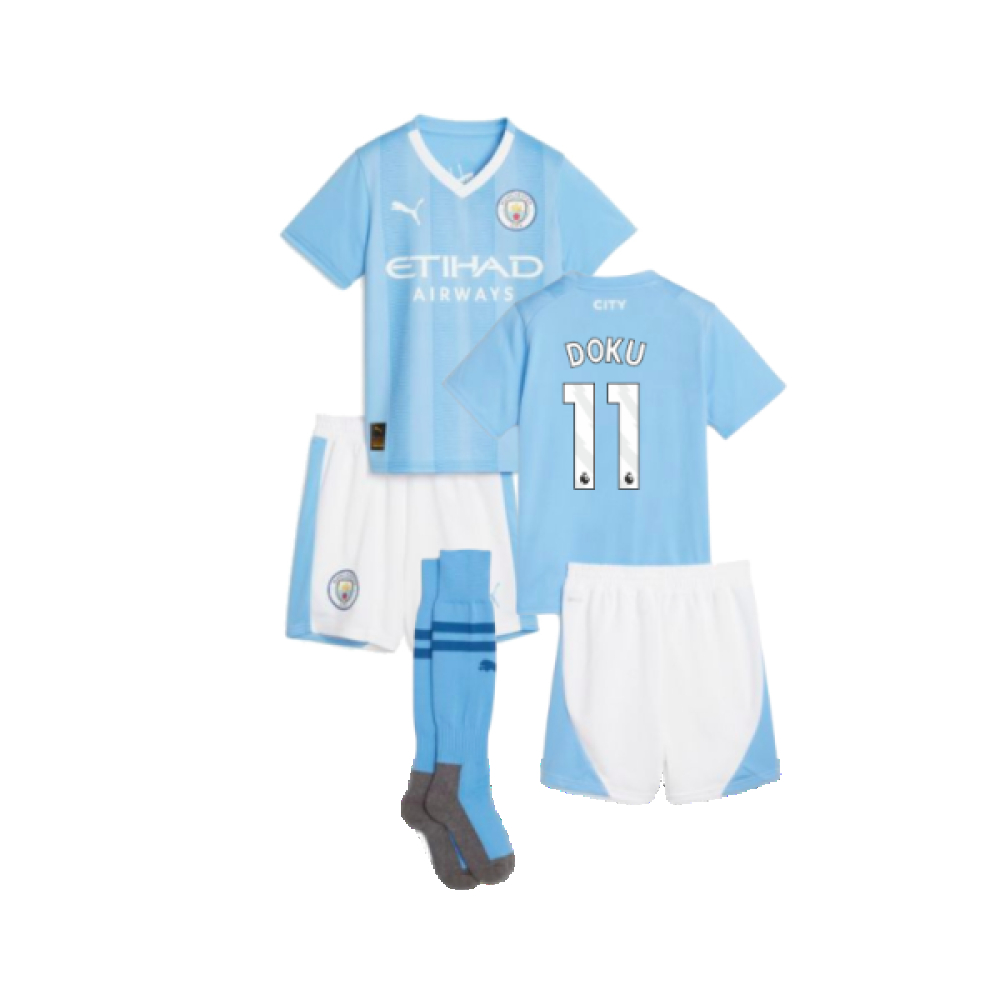 '23-'24 Man City Home Mini Kit (Doku 11) Toddler's 1-2 Toddler Polyester Manchester City Made By: Puma Unisex Toddler Blue 2-3 Toddler