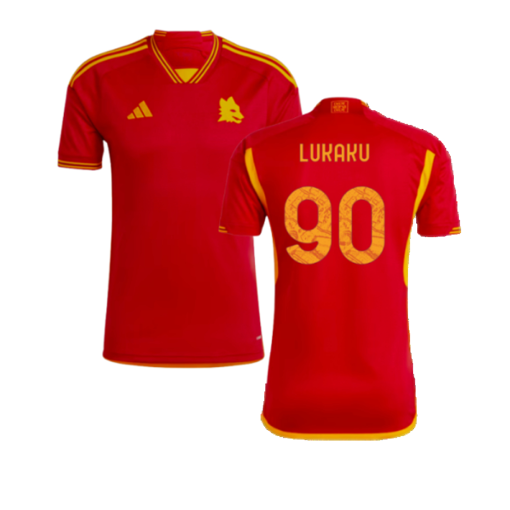 '23-'24 As Roma Home Shirt (Lukaku 90) Polyester Romelu Lukaku Made By: Adidas Men's Red Xxl