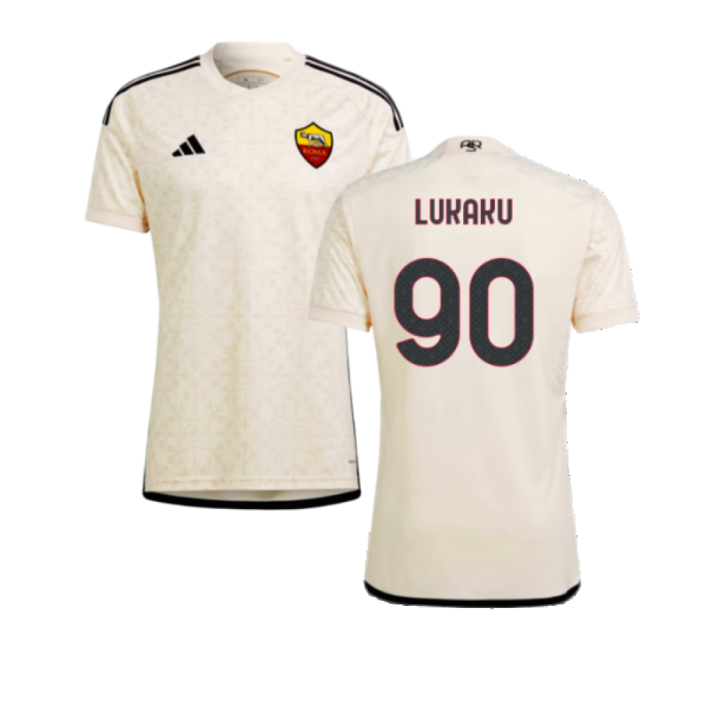 '23-'24 Roma Away Shirt (Lukaku 90) Polyester Romelu Lukaku Made By: Adidas Men's Cream 3XL