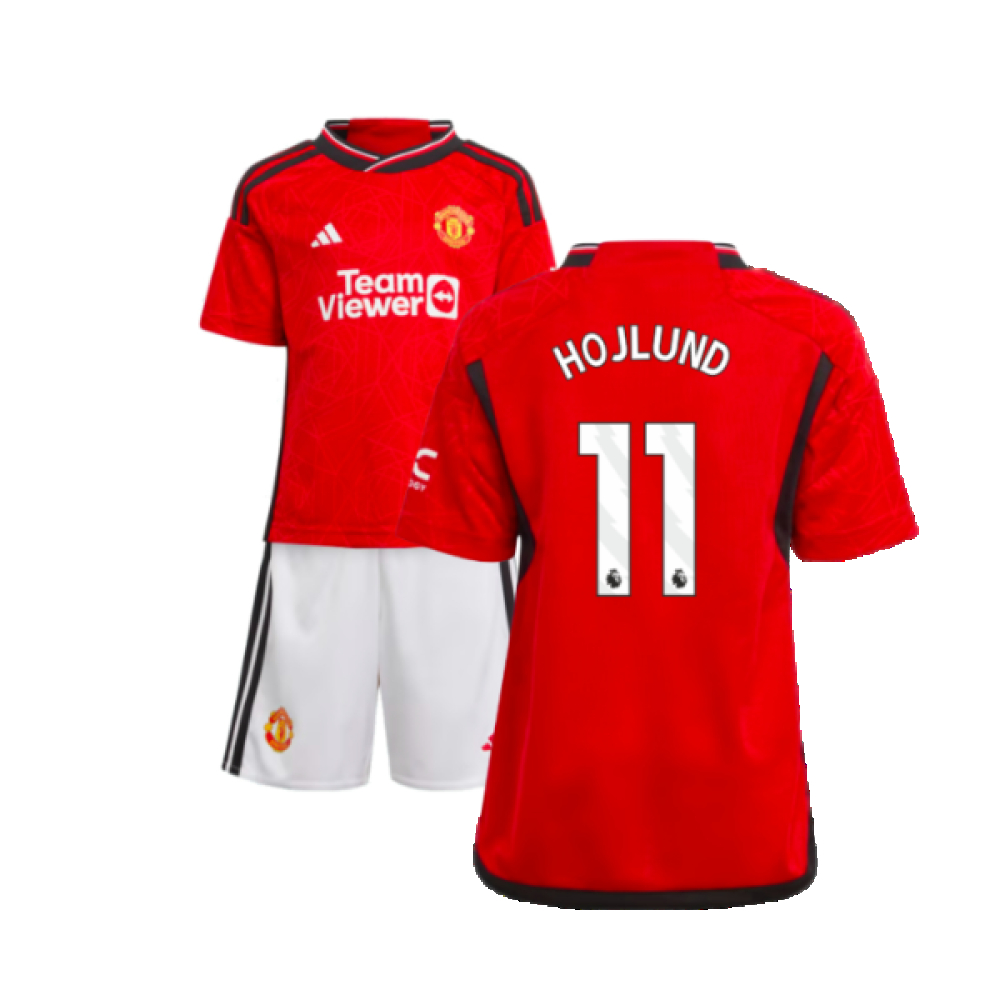 '23-'24 Man Utd Home Mini Kit (Hojlund 11) Toddler's Polyester Manchester United Made By: Adidas Unisex Toddler Red 2-3 Toddler