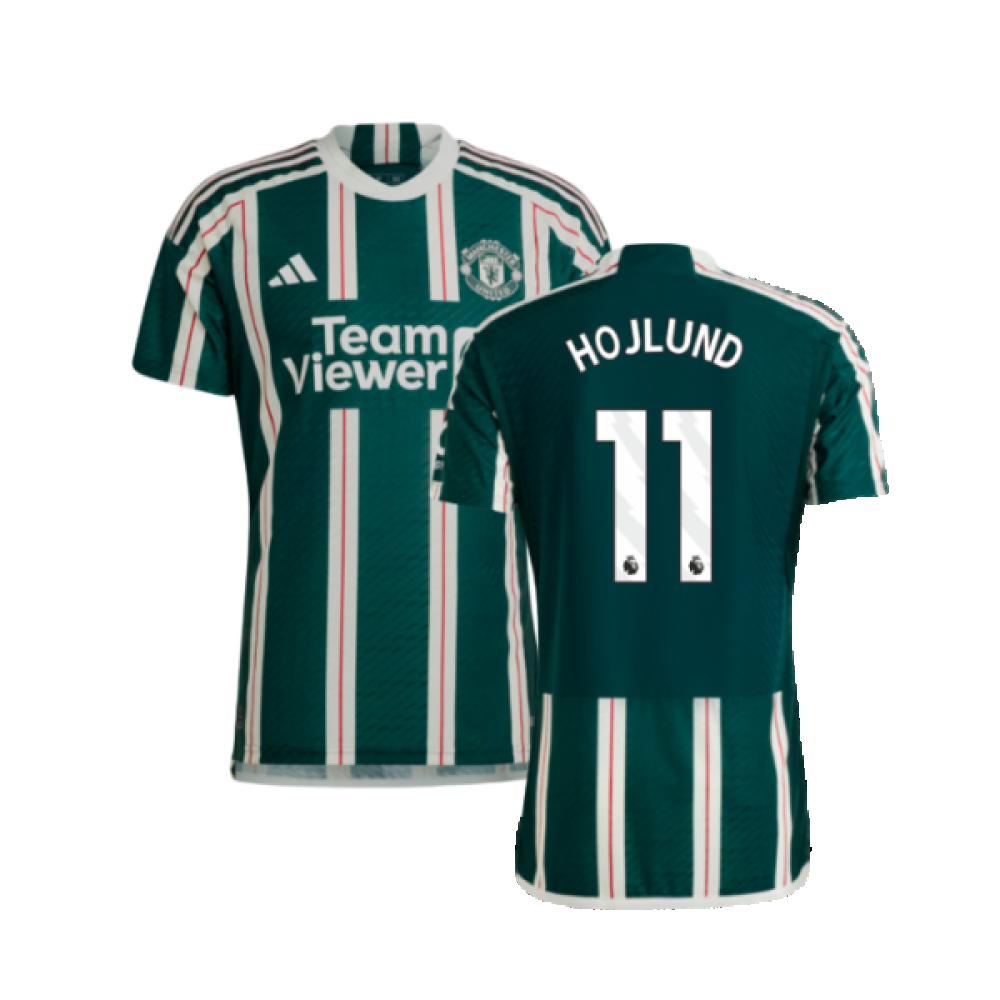 '23-'24 Man Utd Authentic Away Shirt (Hojlund 11) Polyester Manchester United Made By: Adidas Men's Green Extra Small