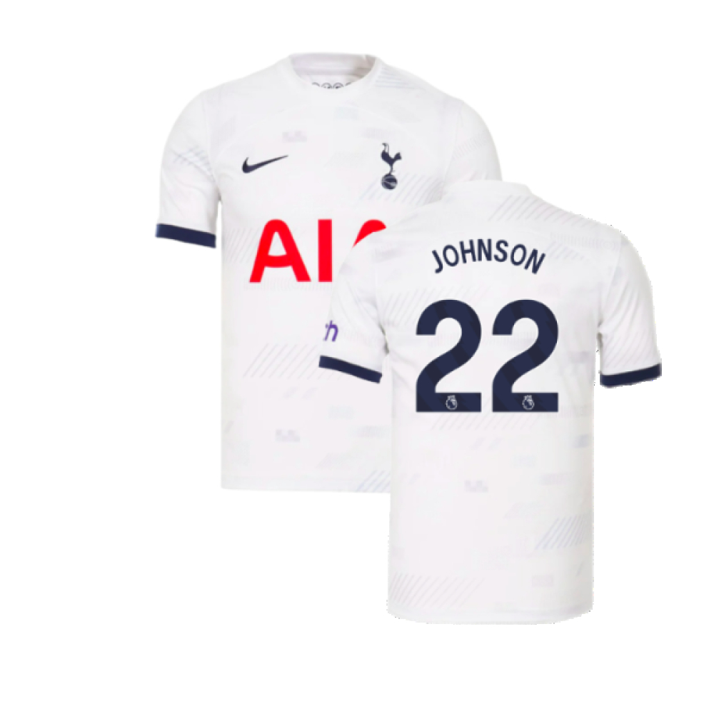 '23-'24 Tottenham Hotspur Home Shirt (Johnson 22) Polyester Made By: Nike Men's White Extra Small