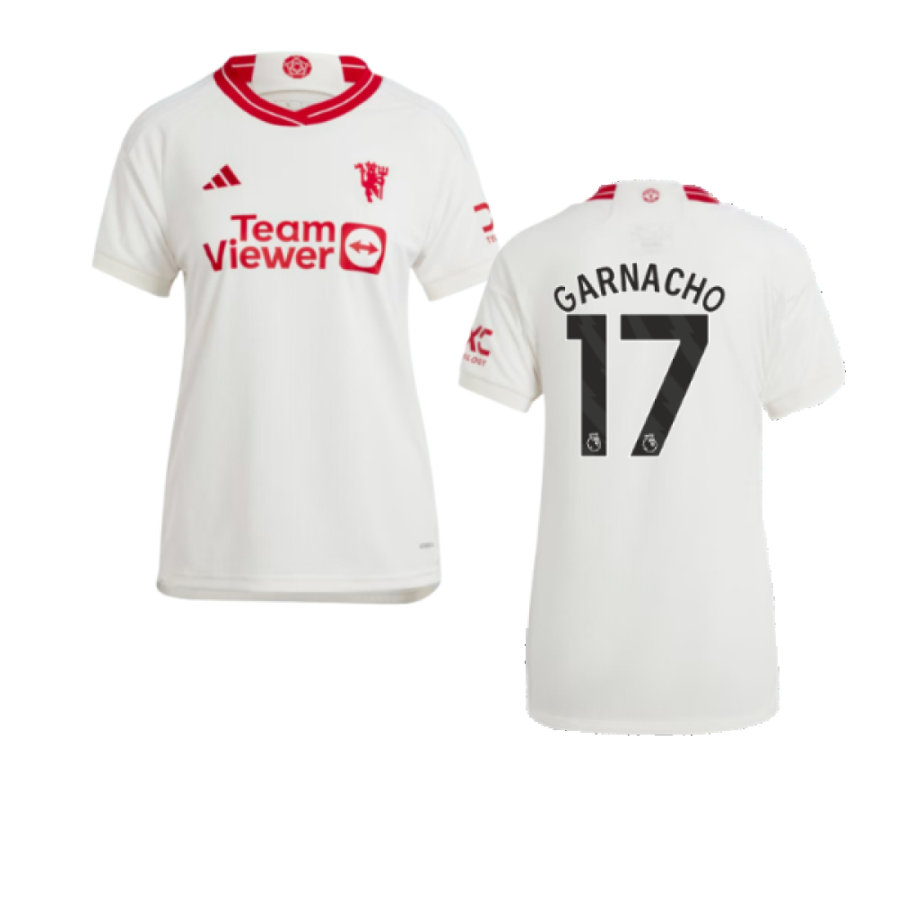 '23-'24 Man Utd Third Shirt () (Garnacho 17) Polyester Manchester United Made By: Adidas Women's White Extra Small