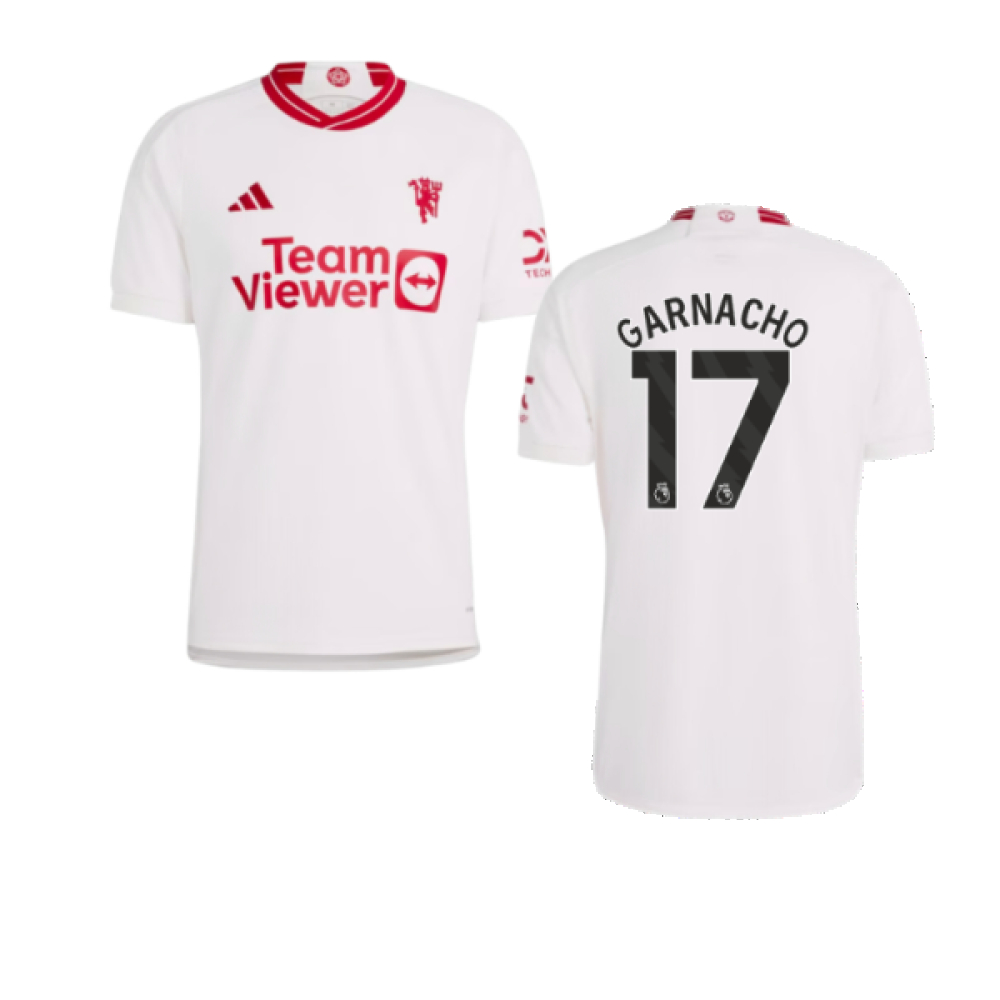 '23-'24 Man Utd Third Shirt (Garnacho 17) Polyester Manchester United Made By: Adidas Men's White 3XL