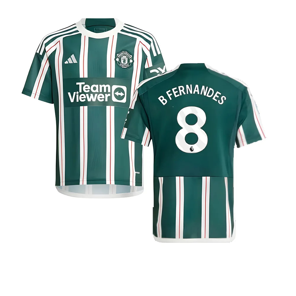 '23-'24 Man Utd Away Shirt (Kids) (B Fernandes 8) 7-8 Polyester Manchester United Made By: Adidas Unisex Kids Green Size 9-10