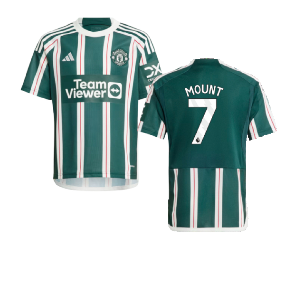 '23-'24 Man Utd Away Shirt (Kids) (Mount 7) 7-8 Polyester Manchester United Made By: Adidas Unisex Kids Green Size 15-16