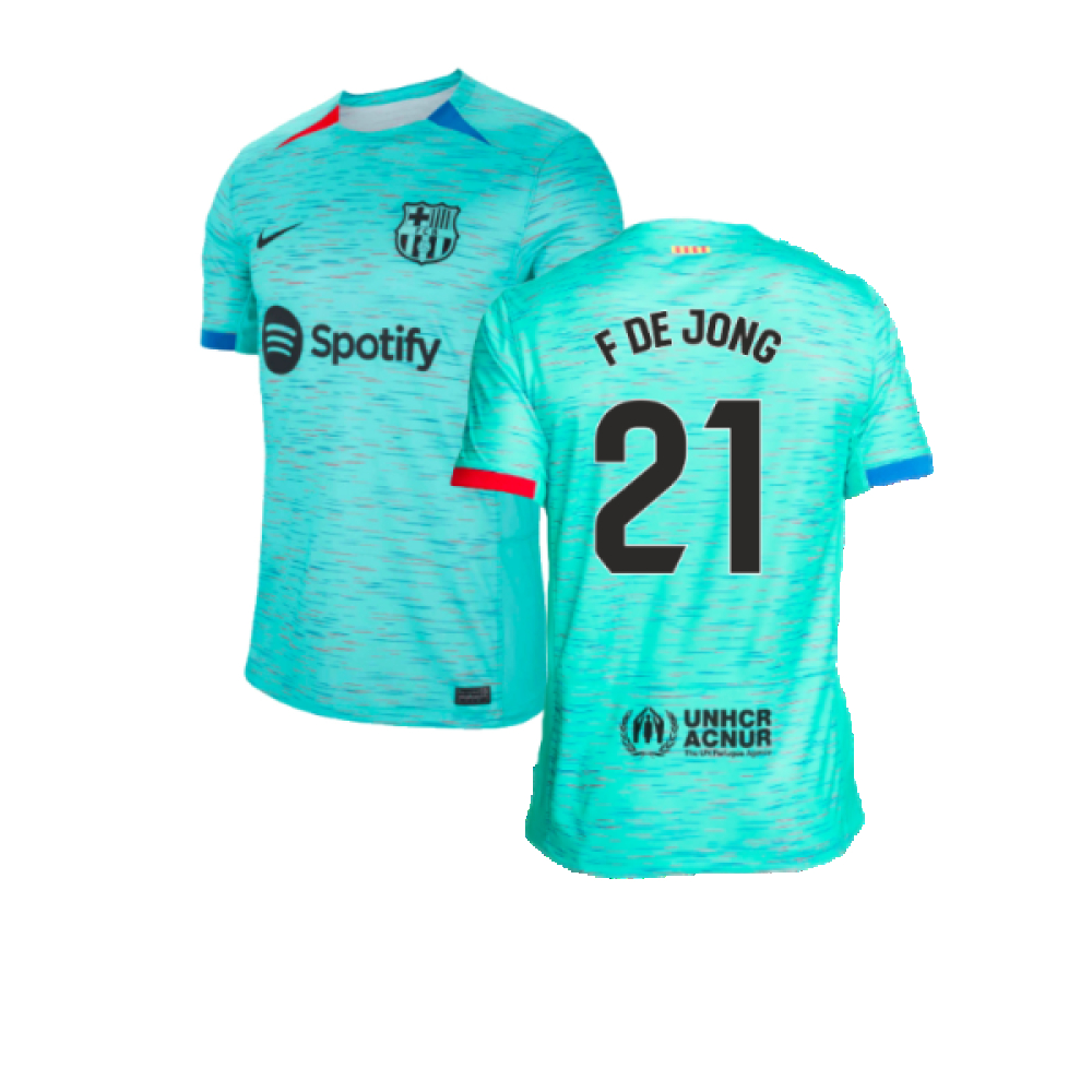 '23-'24 Barcelona Third Shirt (F De Jong 21) Polyester Made By: Nike Men's Blue Xxl