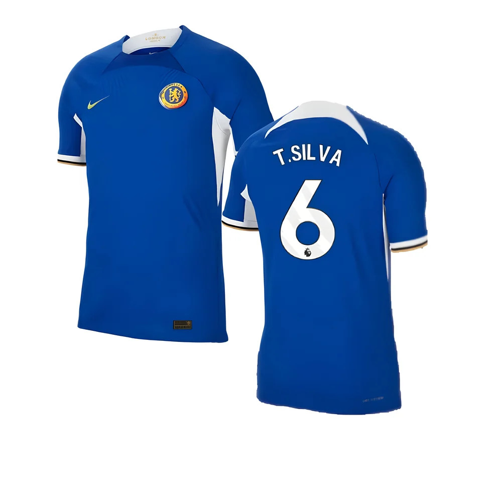 '23-'24 Chelsea Home Authentic Shirt (T.silva 6) Polyester Thiago Silva Made By: Nike Men's Blue 3XL