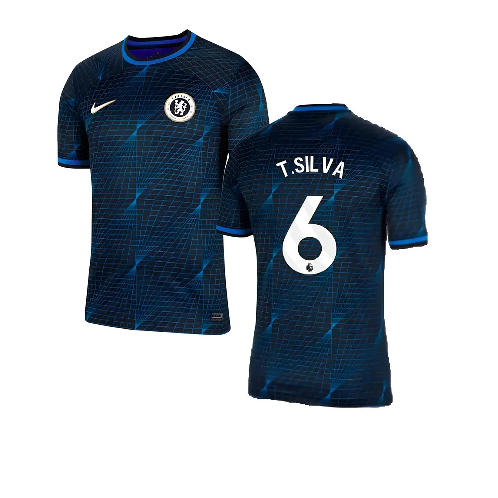 '23-'24 Chelsea Away Football Shirt (T.silva 6) Polyester Thiago Silva Made By: Nike Men's Navy Medium