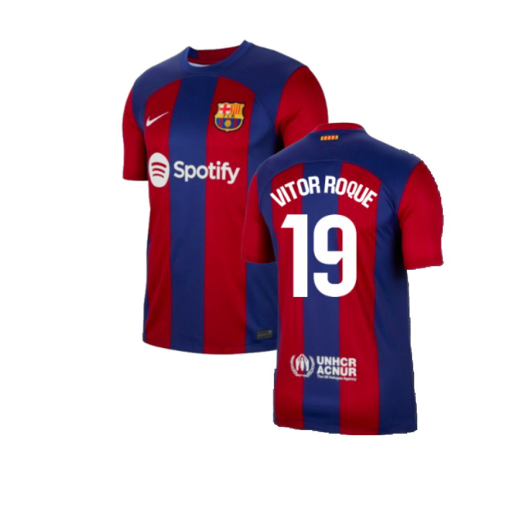 '23-'24 Barcelona Home Shirt (Vitor Roque 19) Polyester Made By: Nike Men's Red Extra Large