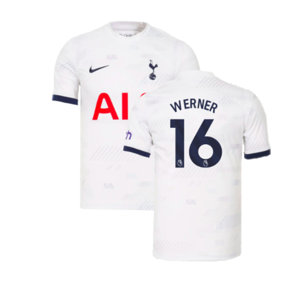 '23-'24 Tottenham Hotspur Home Shirt (Werner 16) Polyester Made By: Nike Men's White Extra Small