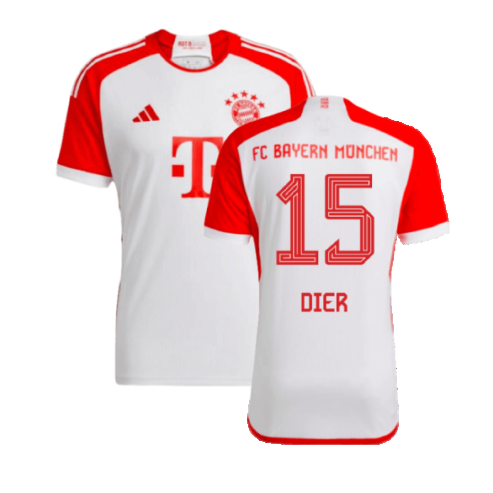 '23-'24 Bayern Munich Home Shirt (Dier 15) Polyester Made By: Adidas Men's White Extra Large