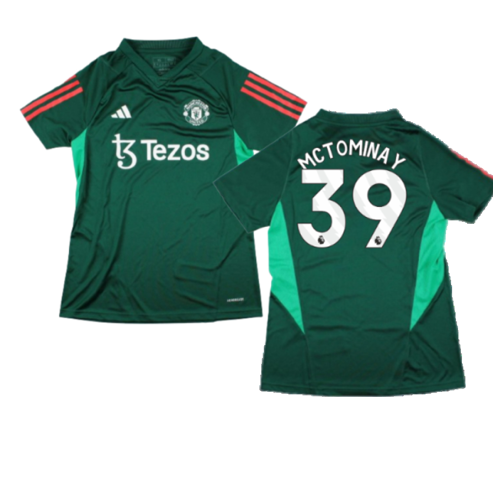 '23-'24 Man Utd Training Shirt (Green) - (Mctominay 39) Polyester Manchester United Made By: Adidas Women's Green Extra Small