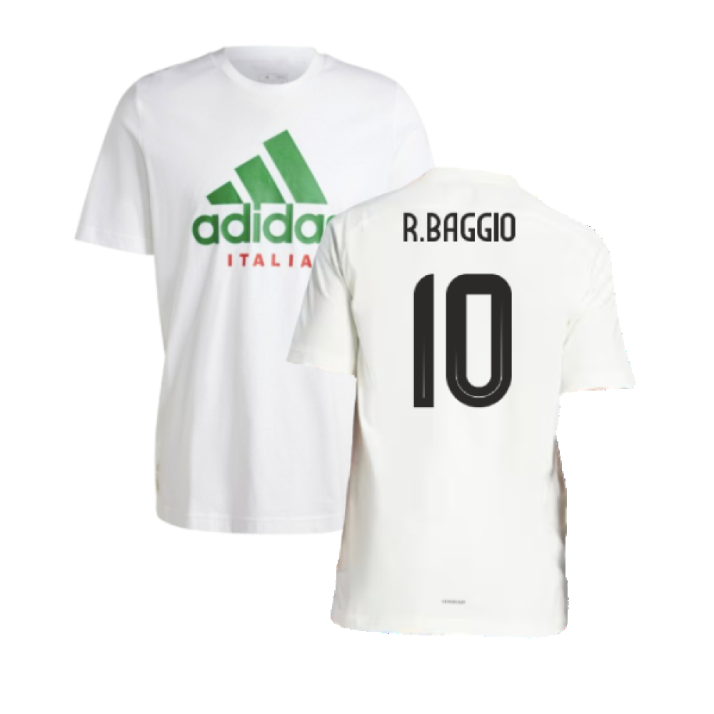 '24-'25 Italy Dna Graphic Tee (White) (R.baggio 10) Polyester Roberto Baggio Made By: Adidas Men's White Medium