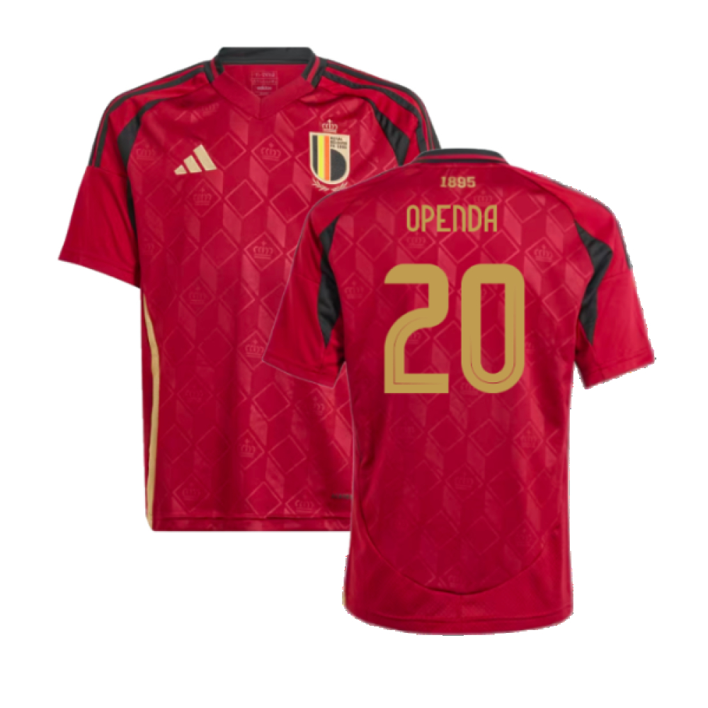 '24-'25 Belgium Home Shirt (Kids) (Openda 20) 7-8 Polyester Made By: Adidas Unisex Kids Red Size 11-12