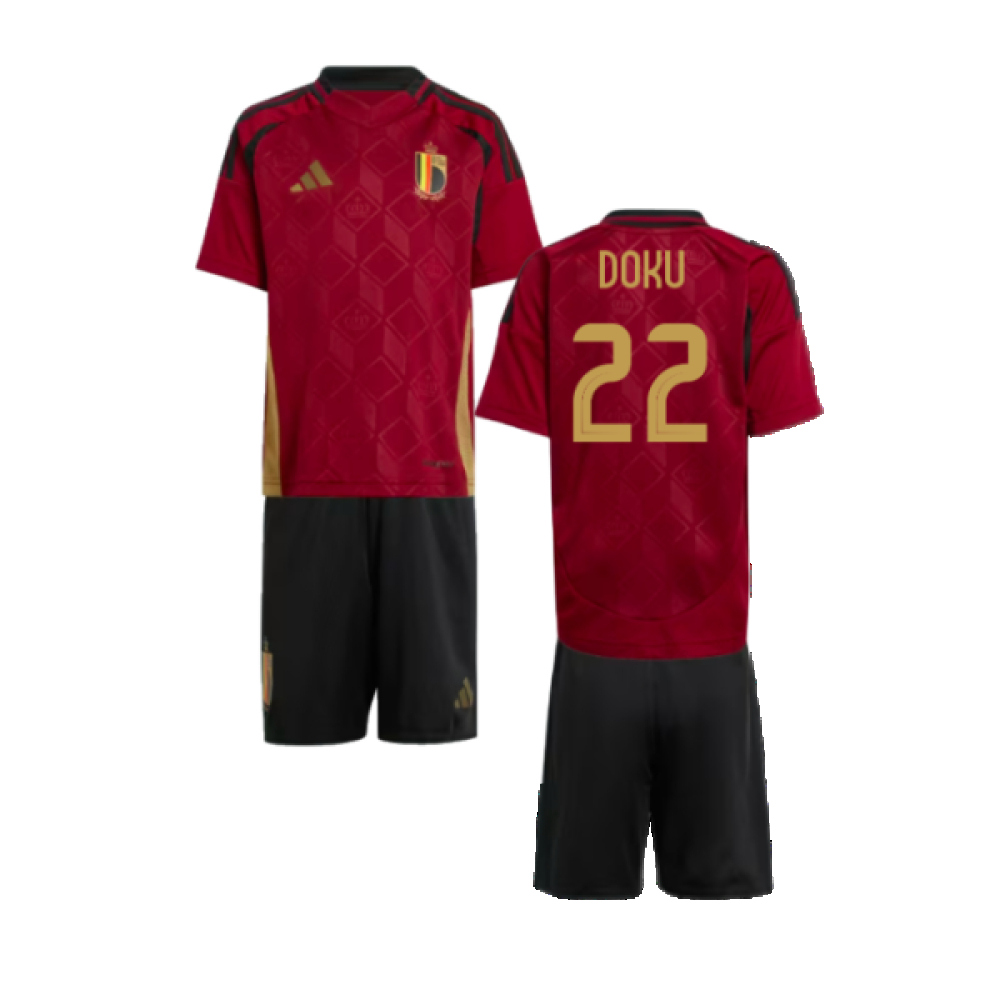 '24-'25 Belgium Home Mini Kit (Doku 22) Toddler's Polyester Made By: Adidas Unisex Toddler Red 2-3 Toddler