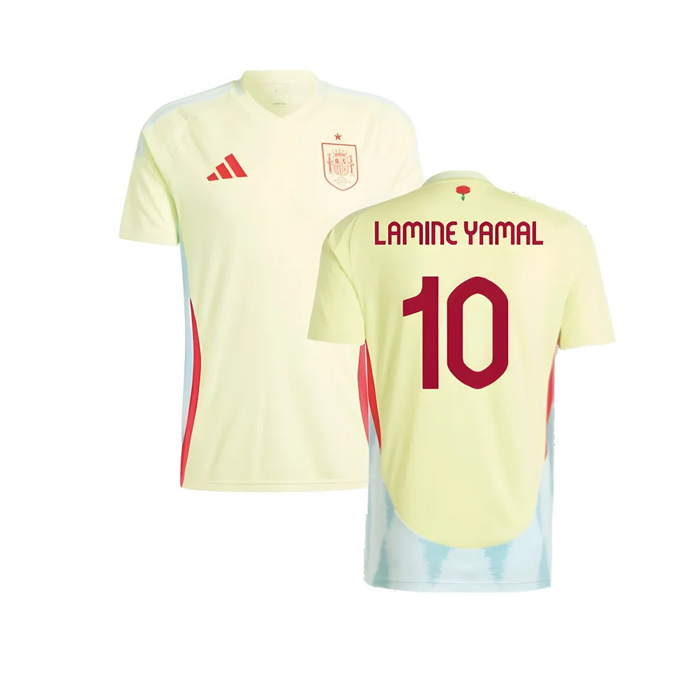 '24-'25 Spain Away Shirt (Lamine Yamal 10) Polyester Made By: Adidas Men's Gold Large