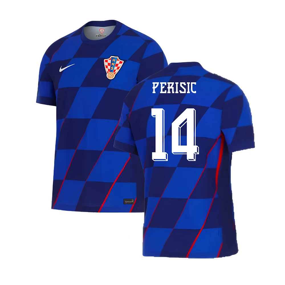 '24-'25 Croatia Away Shirt (Perisic 14) Polyester Made By: Nike Men's Blue Small