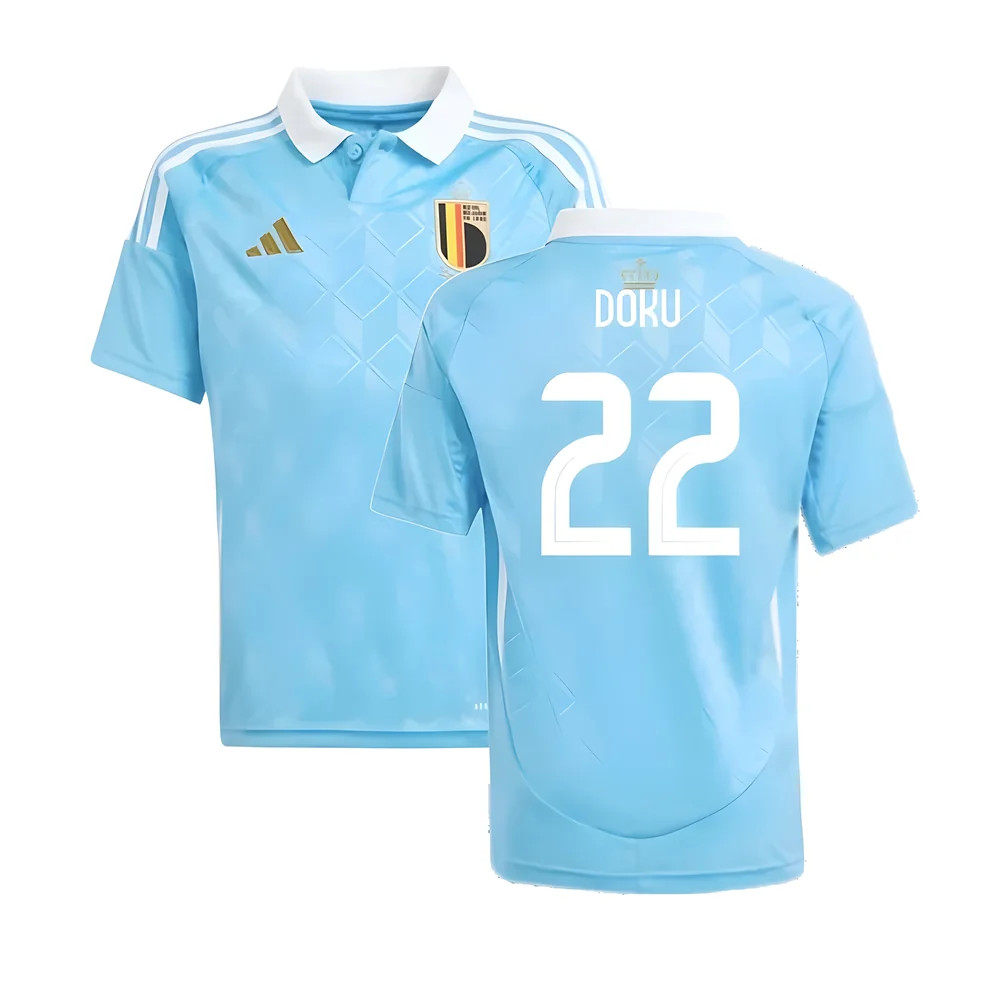 '24-'25 Belgium Away Shirt (Kids) (Doku 22) Polyester Made By: Adidas Unisex Kids Blue Size 7-8