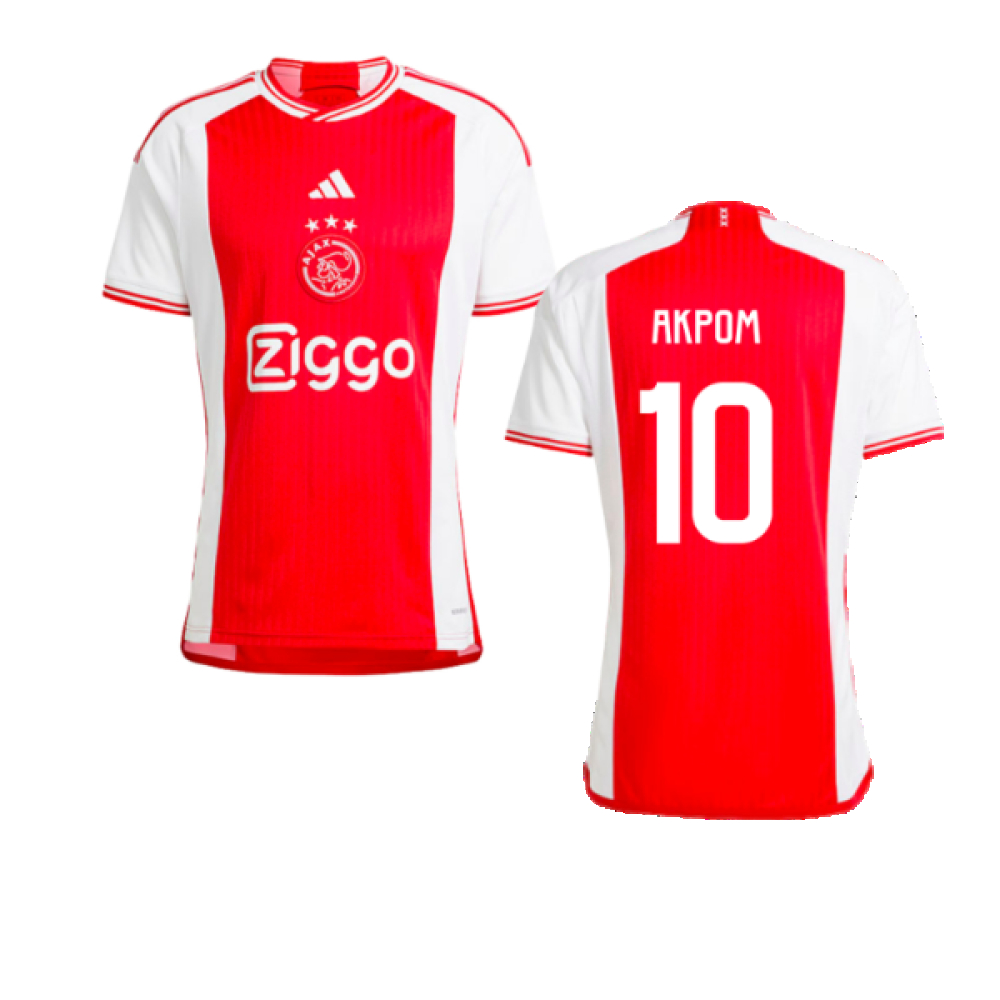 '23-'24 Ajax Home Shirt (Akpom 10) Polyester Made By: Adidas Men's Red Extra Small