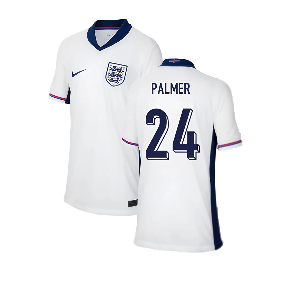 '24-'25 England Home Shirt (Kids) (Palmer 24) Polyester Made By: Nike Unisex Kids White Extra Large