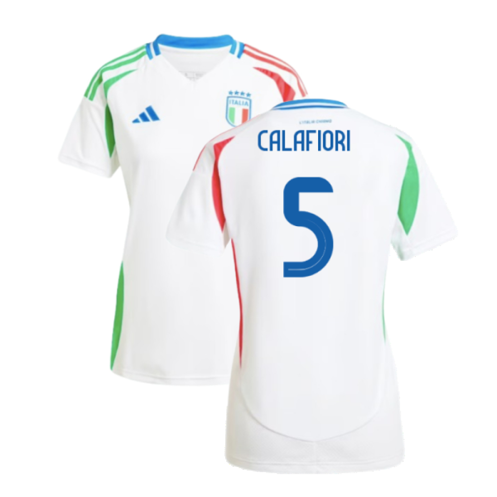 '24-'25 Italy Away Shirt (Ladies) (Calafiori 5) Polyester Riccardo Calafiori Made By: Adidas Men's White Extra Large