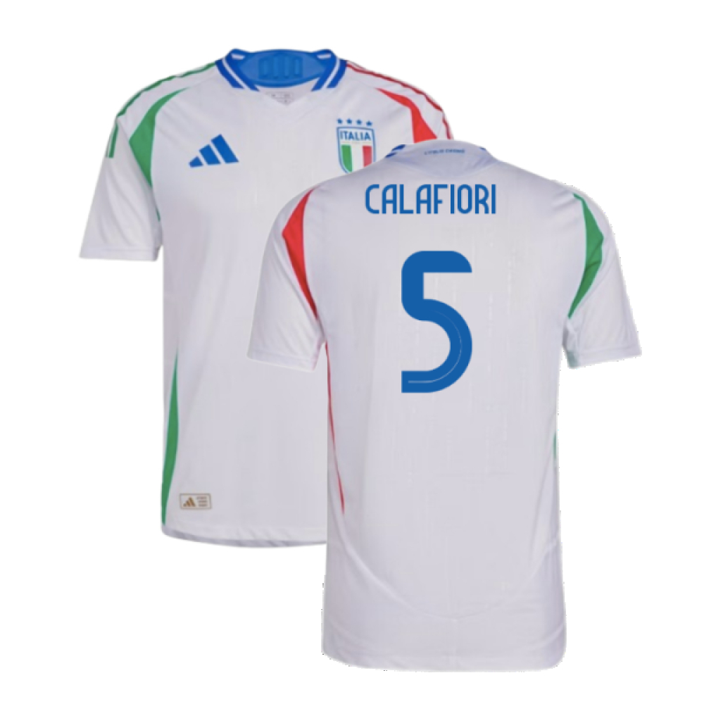 '24-'25 Italy Authentic Away Shirt (Calafiori 5) Polyester Riccardo Calafiori Made By: Adidas Men's White Extra Large